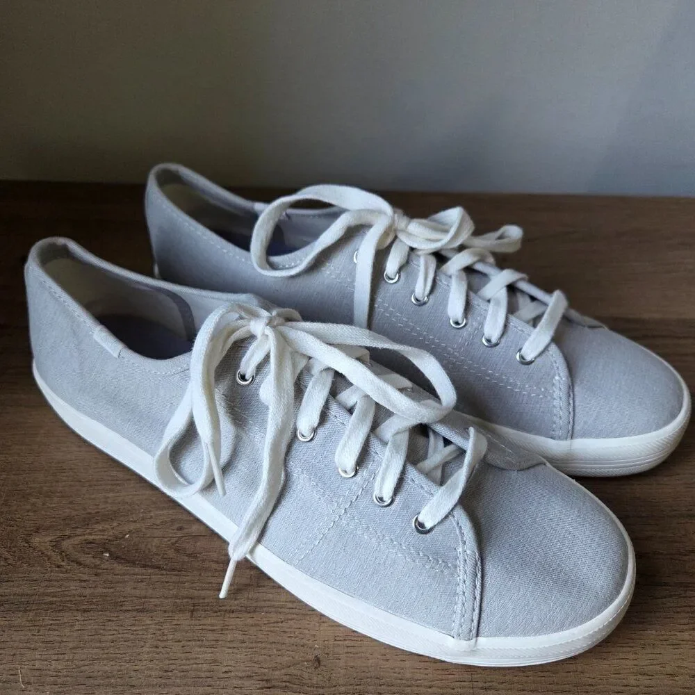 NEW W/O BOX KEDS LIGHT GREY FABRIC UPPER LACED SNEAKERS SIZE 9.5 WOMENS